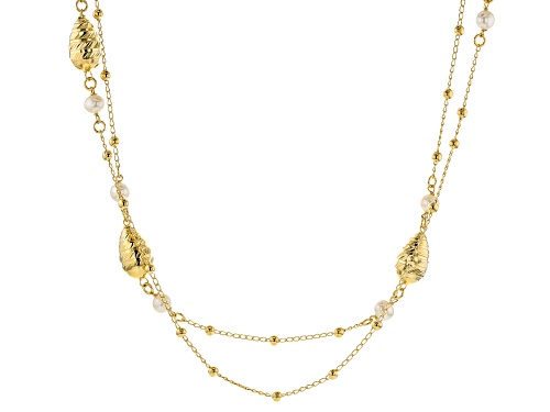 Photo of Moda Al Massimo™ 18K Yellow Gold Over Bronze Station Pearl Simulant Double Strand 32 Inch Necklace - Size 32