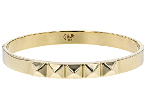 Moda Al Massimo® 18K Yellow Gold Over Bronze 7.6MM Pyramid Design Hinged Bangle Bracelet - Size 8