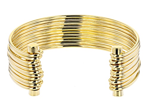 Moda Al Massimo® 18K Yellow Gold Over Bronze Multi-Row Cuff Bangle