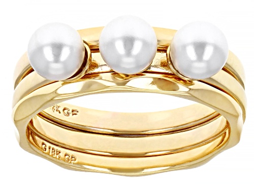 Photo of Moda Al Massimo™ 18K Yellow Gold Over Bronze Pearl Simulant Rings - Size 9