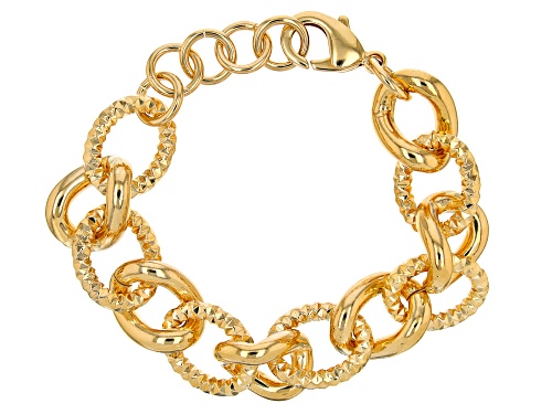 Photo of Moda Al Massimo™ 18K Yellow Gold Over Bronze Diamond-Cut Curb Link Bracelet - Size 8.5