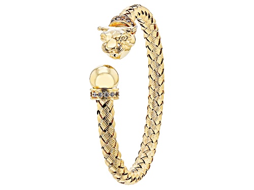 Photo of Moda Al Massimo® 18k Yellow Gold Over Bronze Woven Panther Bangle With Bella Luce®