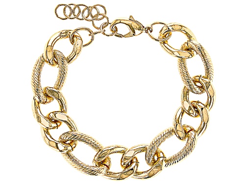 Moda Al Massimo® 18k Yellow Gold Over Bronze 2+1 Curb Bracelet - Size 7.5