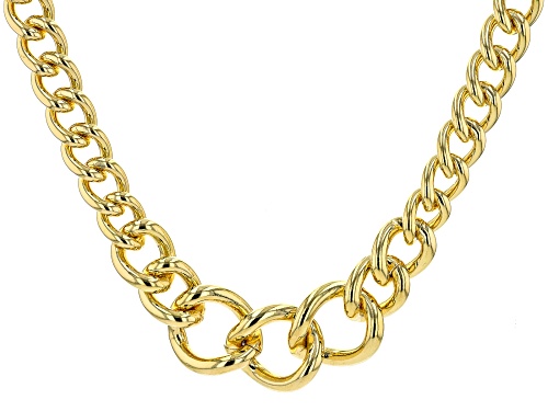 Moda Al Massimo® 18k Yellow Gold Over Bronze Polished & Satin Finish Curb 20 Inch Necklace - Size 20