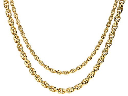 Moda Al Massimo® 18k Yellow Gold Over Bronze 2-Row Soft Twisted Oval Link 21 Inch Necklace - Size 21