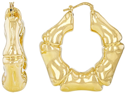 Moda Al Massimo® 18k Yellow Gold Over Bronze Graduated Bamboo Hoop Earrings