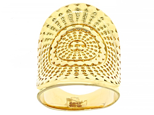 Moda Al Massimo® 18k Yellow Gold Over Bronze Medallion Style Ring - Size 7