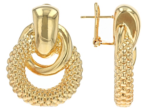 Moda Al Massimo® 18k Yellow Gold Over Bronze Polished & Beaded Door Knocker Earrings
