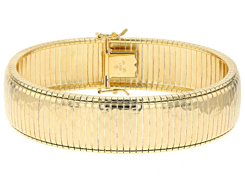 Moda Al Massimo® 18k Yellow Gold Over Bronze 18mm Textured Omega Design Bracelet - Size 8