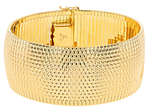 Moda Al Massimo® 18k Yellow Gold Over Bronze Diamond-Cut Omega Link Bracelet - Size 7.5