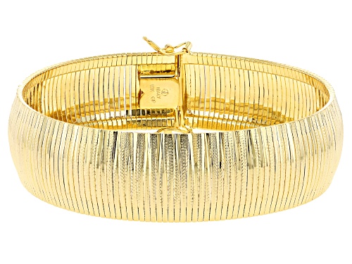 Moda Al Massimo® 18k Yellow Gold Over Bronze 18mm Textured Omega Bracelet - Size 7.5