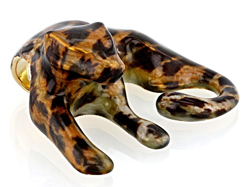 Moda Al Massimo® 18k Yellow Gold Over Bronze Enamel Panther Pendant