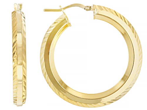 Moda Al Massimo® 18k Yellow Gold Over Bronze 1 5/16" Diamond-Cut Hoop Earrings