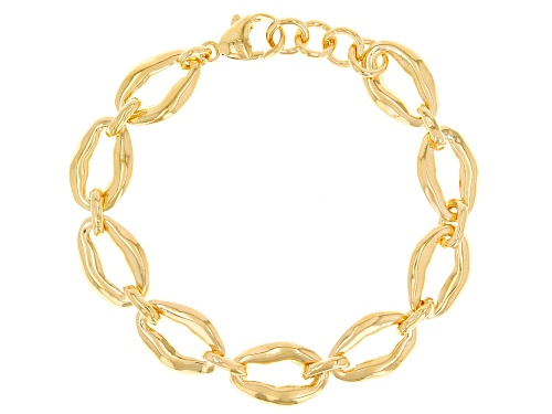Moda Al Massimo® 18k Yellow Gold Over Bronze 11.8mm Cascading Oval Link Bracelet - Size 7.5