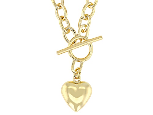 Moda Al Massimo® 18k Yellow Gold Over Bronze Cable Link Heart Toggle 20 Inch Chain - Size 20