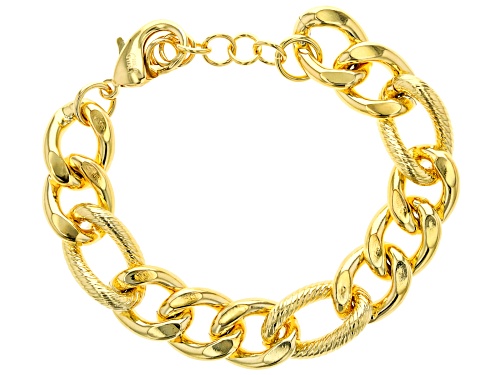 Moda Al Massimo® 18k Yellow Gold Over Bronze 15.5mm Textured Curb Link Bracelet - Size 8