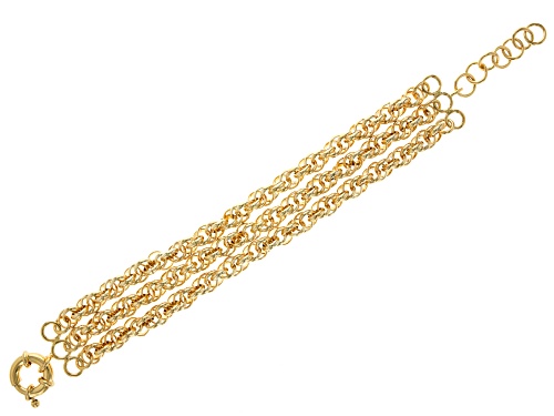 Moda Al Massimo® 18k Yellow Gold Over Bronze 21.5mm Multi-Row Rope Link Bracelet - Size 8