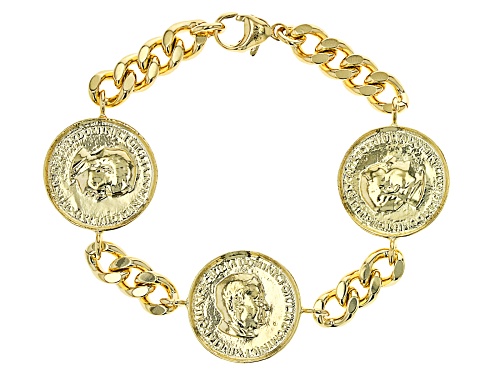 Moda Al Massimo® 18k Yellow Gold Over Bronze Coin Bracelet - Size 8.5