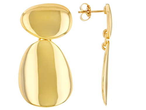 18k Yellow Gold Over Bronze Organic Earring