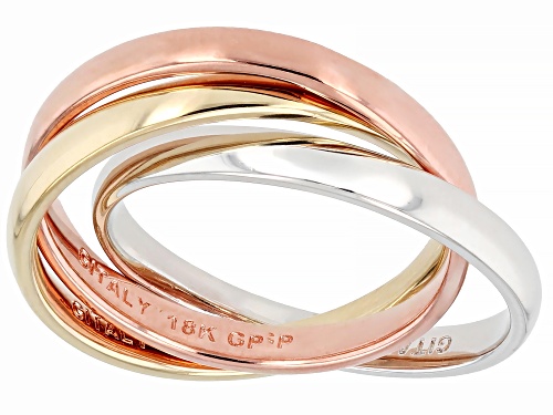 18k Tri-Color Over Bronze Trinity Ring - Size 7
