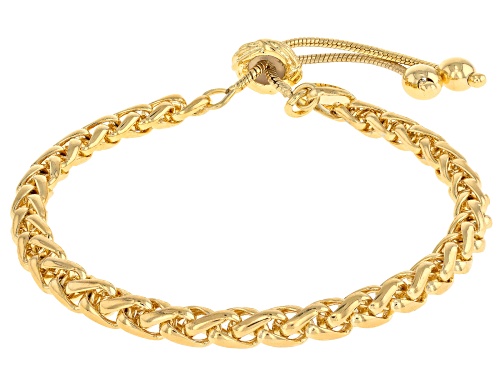 18k Yellow Gold Over Bronze Spiga Link Sliding Adjustable Bracelet