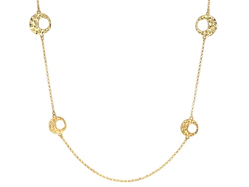 Moda Al Massimo™ 18k Yellow Gold Over Bronze Hammered Circle Station Necklace. Made in Italy. - Size 31