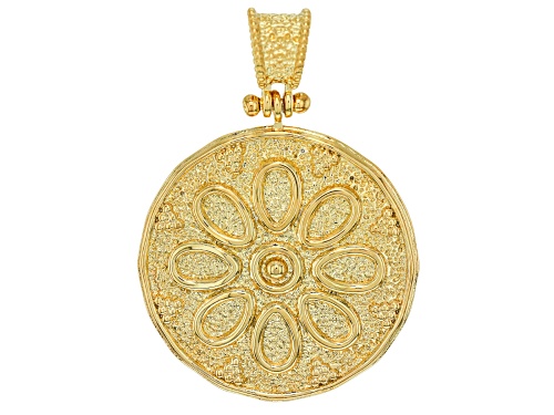 18k Yellow Gold Over Bronze Flower Pendant