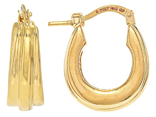 18k Yellow Gold Over Bronze Curved Hoop Earrings