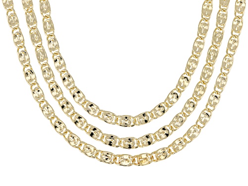 Moda Al Massimo™ 18k Yellow Gold Over Bronze 4mm Fancy Link Necklace. Made in Italy. - Size 23