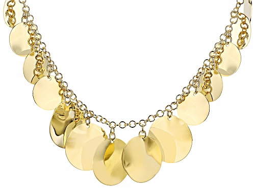 18k Yellow Gold Over Bronze Hammered Disc Necklace - Size 23