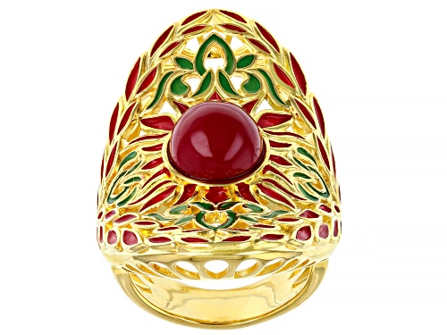 Photo of Artisan Collection Of Morocco™ Multi-Color Enamel 18k Gold Over Silver Ring - Size 9