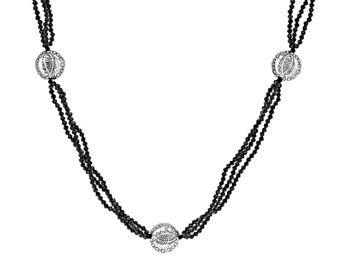 Photo of Artisan Collection Of Morocco™ Black Spinel Bead Silver Fish Skeleton Medallion Station Necklace - Size 30