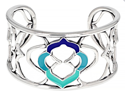 Photo of Artisan Collection of Morocco™ 60x35mm Multi-Color Enamel Sterling Silver Open Design Cuff Bracelet - Size 7.5