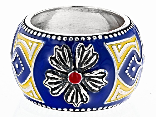 Photo of Artisan Collection of Morocco™ Multi-Color Enamel Sterling Silver Ring - Size 8