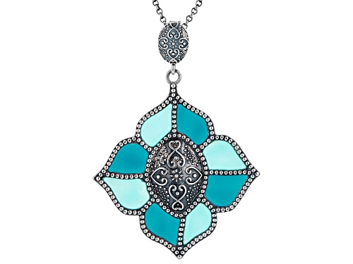 Photo of Artisan Collection of Morocco™ Green Enamel Sterling Silver Pendant Enhancer With Chain