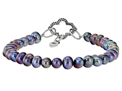 Artisan Collection of Morocco™ Cultured Freshwater Pearl & Enamel Evil Eye Sterling Silver Bracelet - Size 8