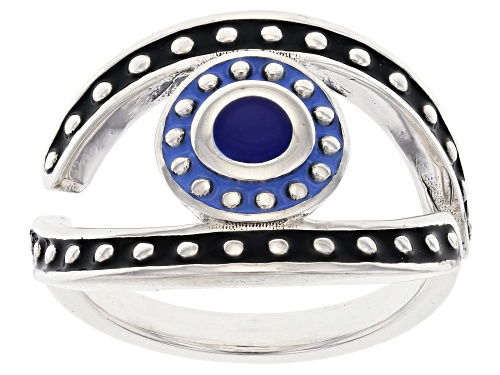 Photo of Artisan Collection of Morocco™ Multi Color Enamel Sterling Silver Evil Eye Ring - Size 12