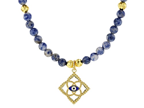 Photo of Artisan Collection of Morocco™ Enamel, Blue Jasper, Hematine 18k Yellow Gold Over Silver Necklace - Size 24