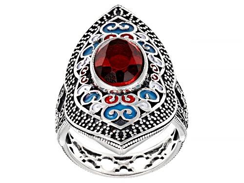 Artisan Collection of Morocco™ 2.37ct Quartz and Enamel Sterling Silver Ring - Size 12