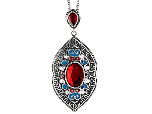 Artisan Collection of Morocco™ 0.55ct Quartz and Enamel Sterling Silver Enhancer With Chain