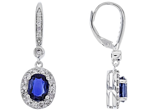2.95ctw Oval Nepalese Kyanite With .98ctw Round White Diamonds Rhodium Over Silver Dangle Earrings