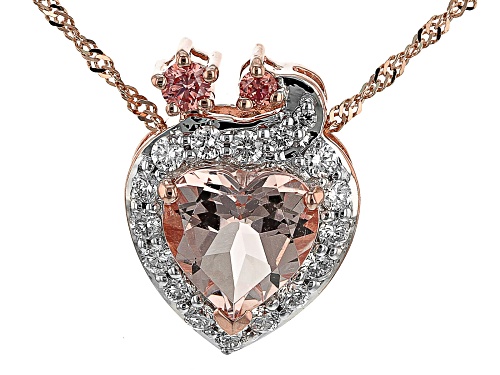 Photo of 1.28ct Cor-De-Rosa Morganite™, .41ctw Lab Grown Diamonds Mother 10k Rose Gold Pendant W/Chain