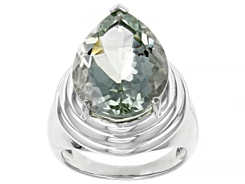 Photo of 7.84ct Pear shape Prasiolite Rhodium Over Sterling Silver Solitaire Ring - Size 10