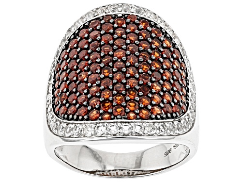 Photo of 2.97ctw Round Vremelho Garnet(TM) and 1.00ctw White Topaz Rhodium Over Sterling Silver Ring - Size 8