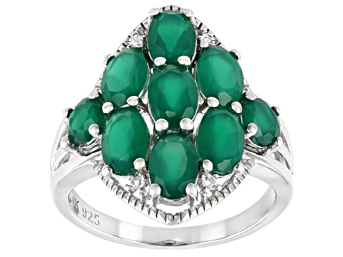 Photo of 2.84ctw Green Onyx With .04ctw White Topaz Rhodium Over Sterling Silver Ring - Size 7