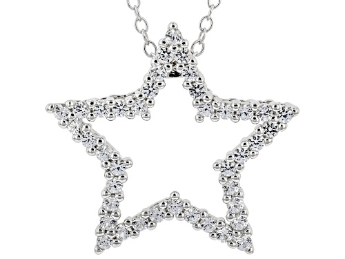 Photo of 0.54ctw Round Lab Created White Sapphire Rhodium Over Silver Star Pendant With Chain