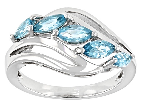 Photo of 1.19ctw Marquise Blue Zircon Rhodium Over Sterling Silver Ring - Size 8