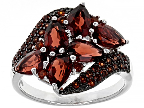 Photo of 3.01ctw Pear Shape & Round Vermelho Garnet™ Rhodium Over Sterling Silver Ring - Size 9