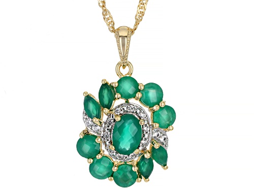 1.78ctw Green Onyx With 0.15ctw White Zircon 18k Yellow Gold Over Silver Pendant With chain
