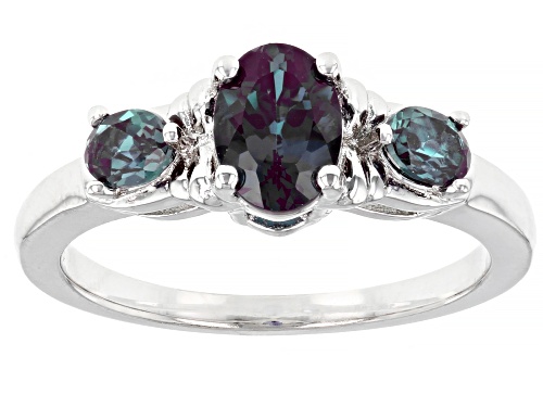 1.03ctw Lab Created Alexandrite Rhodium Over Sterling Silver Ring - Size 8